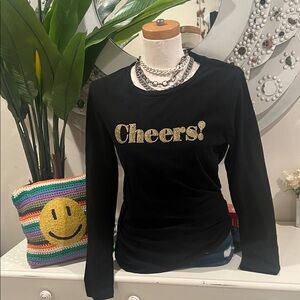 Black Cheers! Long Sleeve Top